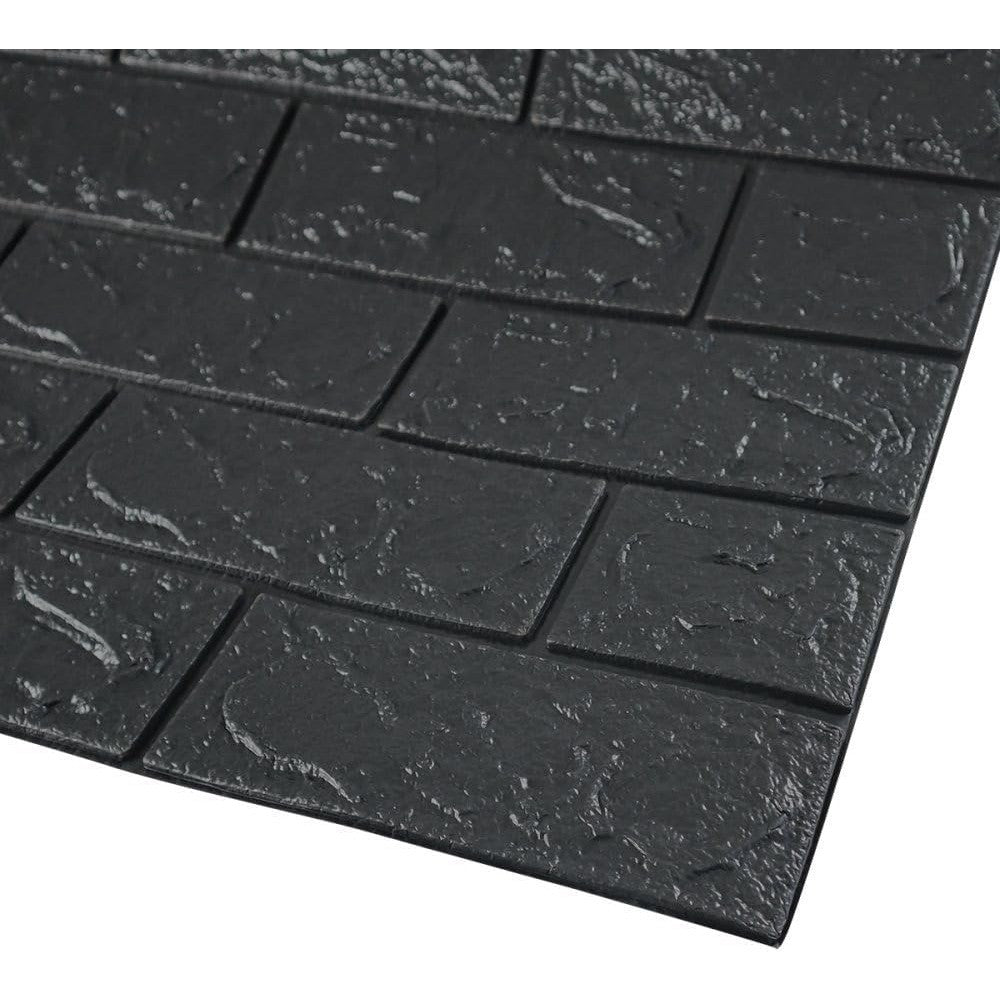 Set 10 placi tapet autoadezive 3D din polietilenă cu imitație de cărămidă neagră 35x38cm