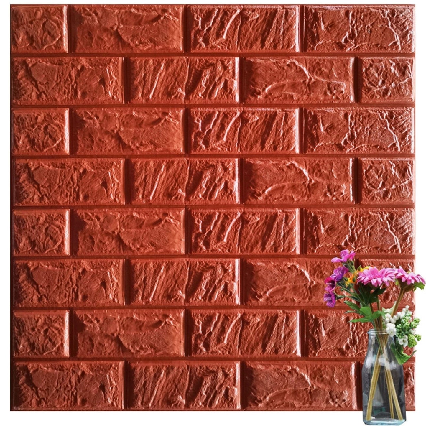 Set 10 placi tapet autoadezive 3D cu imitație de cărămidă 35x38cm