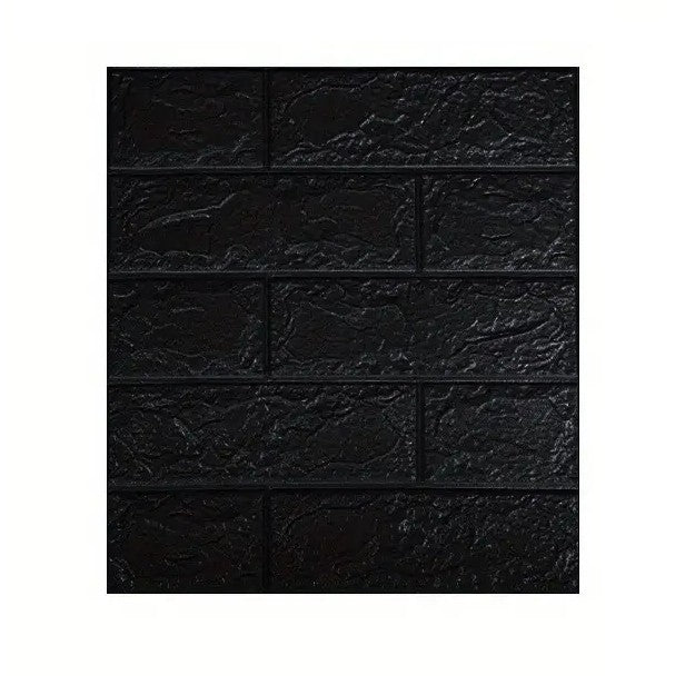 Set 10 placi tapet autoadezive 3D din polietilenă cu imitație de cărămidă neagră 35x38cm