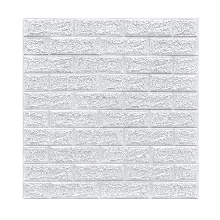 Set 10 placi tapet autoadezive 3D din polietilenă cu imitație de cărămidă alba 70x77cm, 5,3MP