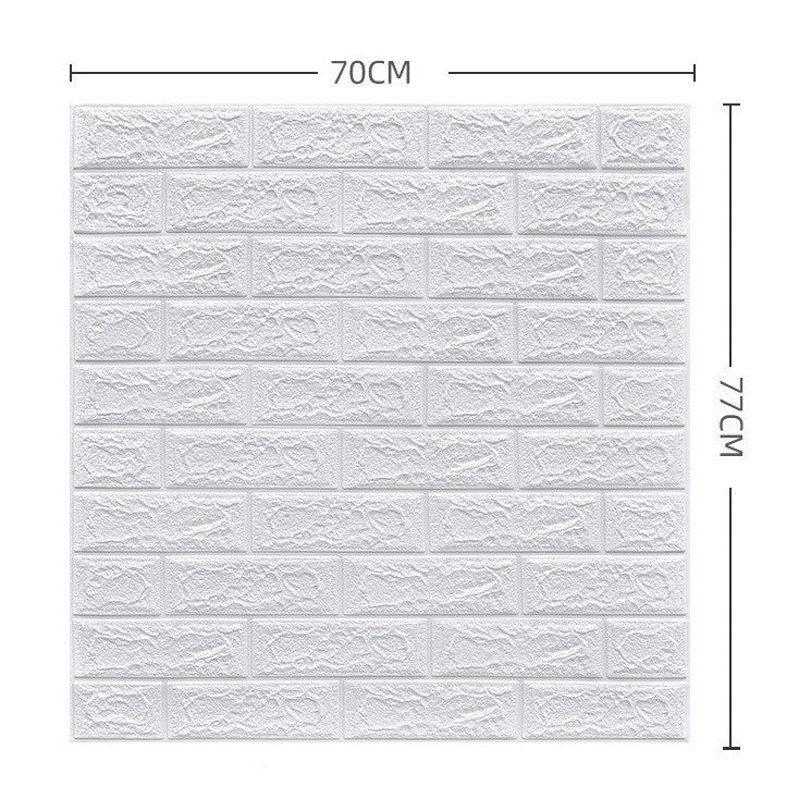 Set 10 placi tapet autoadezive 3D din polietilenă cu imitație de cărămidă alba 70x77cm, 5,3MP