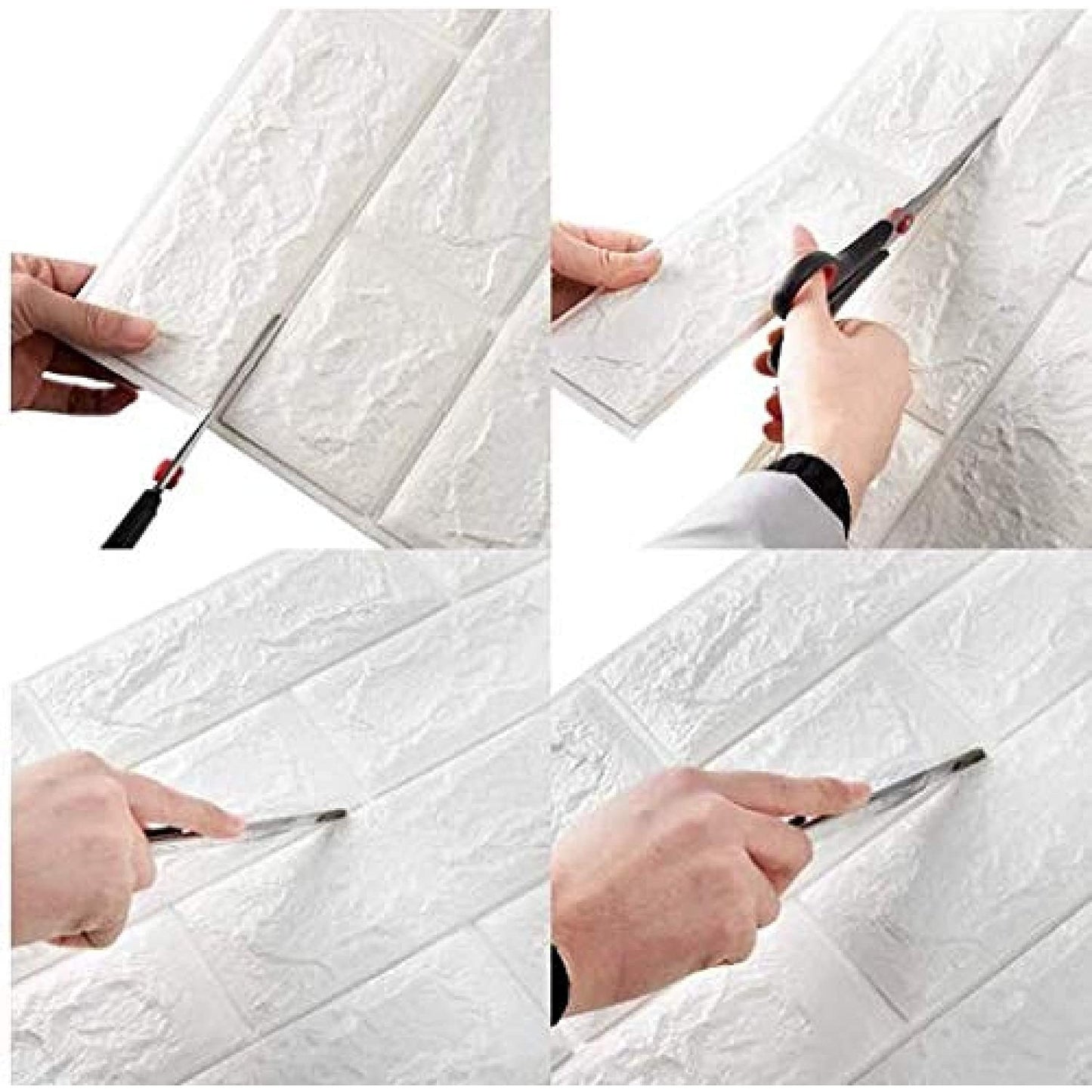 Set 10 placi tapet autoadezive 3D din polietilenă cu imitație de cărămidă alba 70x77cm, 5,3MP