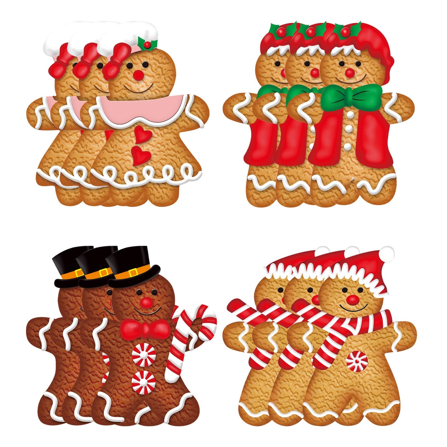 Set 12 Decorațiuni de Crăciun din Lemn - Temă Prajituri Omuleti