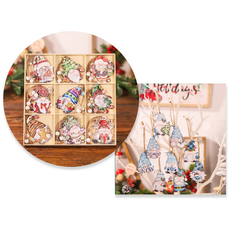 Set 18 Decorațiuni de Crăciun din Lemn - Gnomi Diferiți