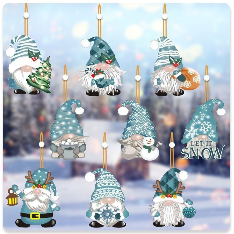 Set 18 Decorațiuni de Crăciun din Lemn - Gnomi Diferiți