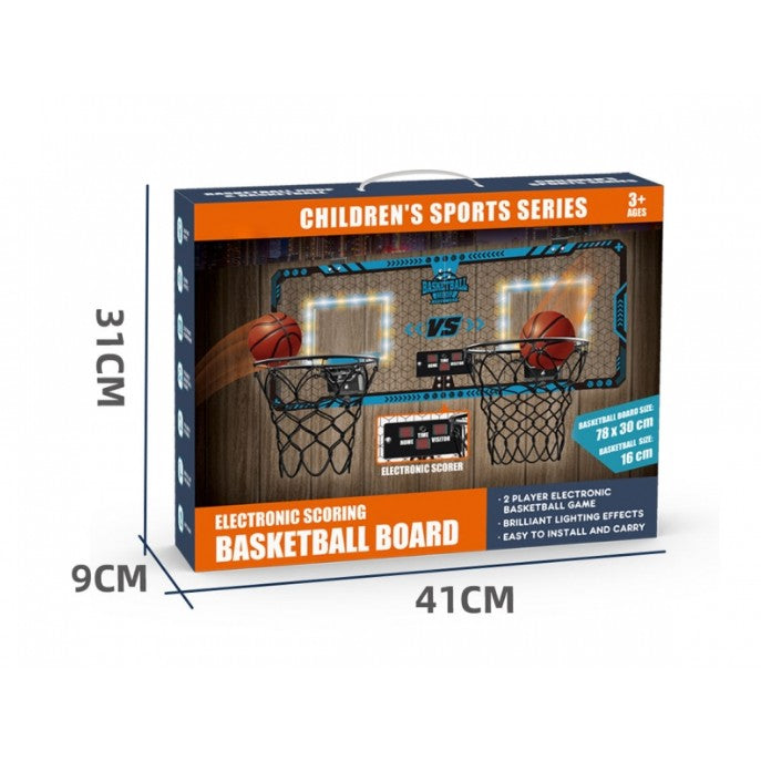 Set 2 coșuri de baschet pentru copii cu tablou de bord electronic, pentru 2 jucatori