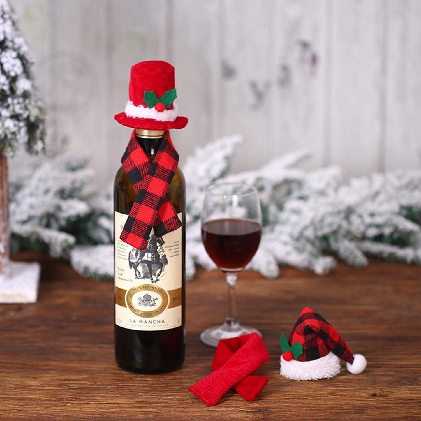 Set 2 Accesorii Decorative pentru Sticla de Vin Crăciun