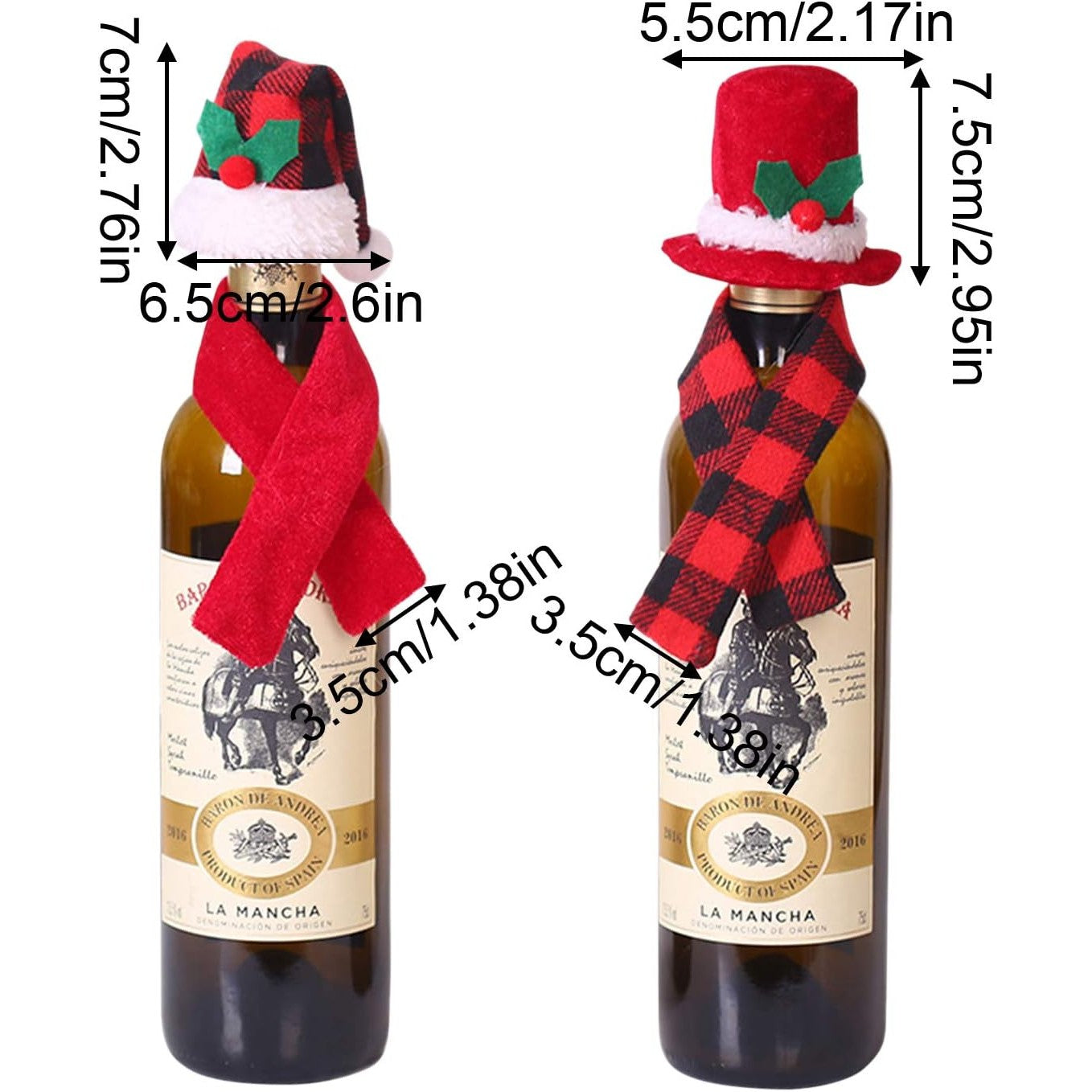Set 2 Accesorii Decorative pentru Sticla de Vin Crăciun