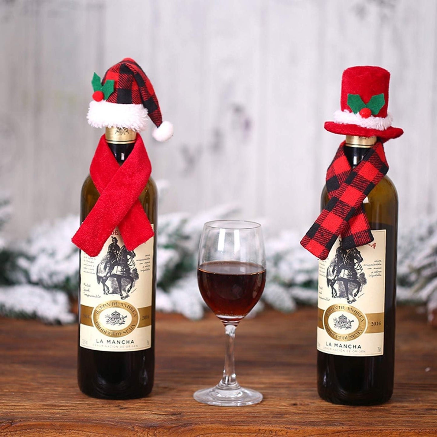 Set 2 Accesorii Decorative pentru Sticla de Vin Crăciun