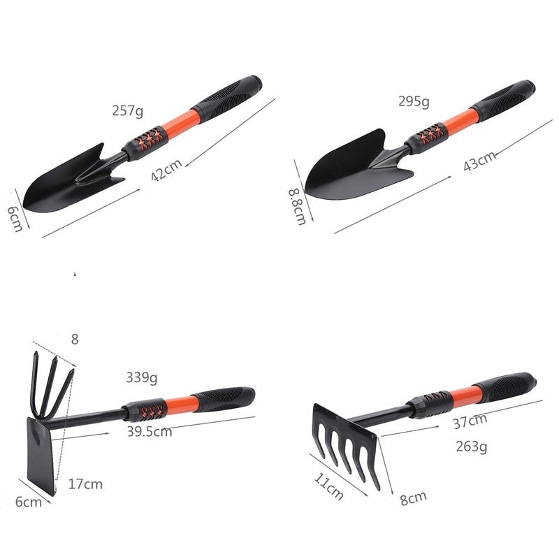 Set 4 unelte de grădină , mâner extensibil, pentru plantare prelucrare sol si îngrijire plante