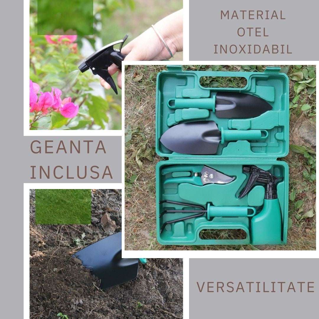 Set 5 accesorii pentru grădinărit , geanta depozitare inclusă