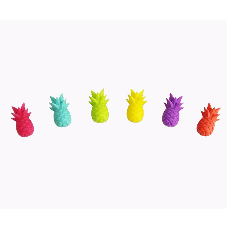 Set 6 accesorii pentru pahare din silicon, Ananas Multicolor