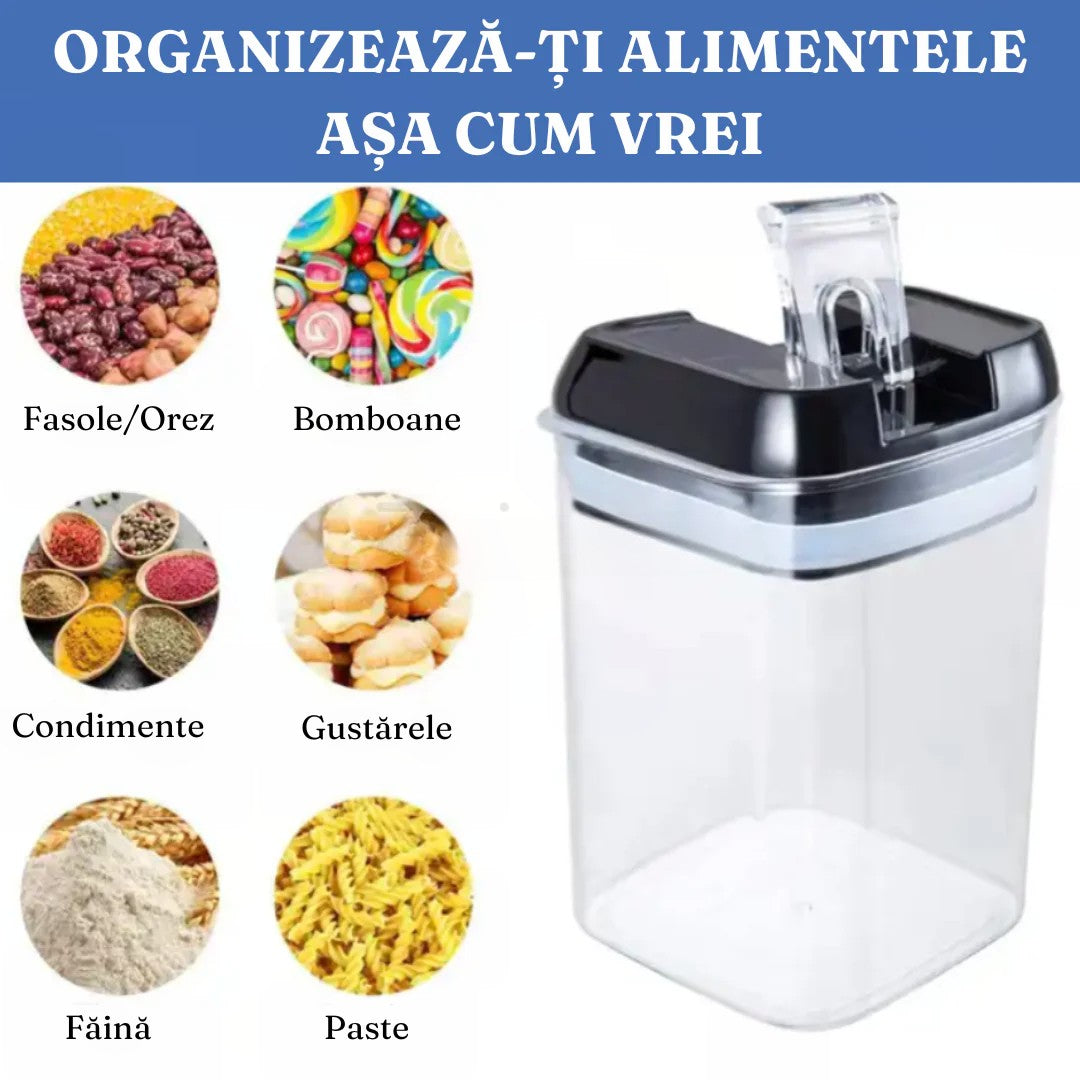Set 7 recipiente , organizatoare alimente cu închidere etanșă si cupe măsurare