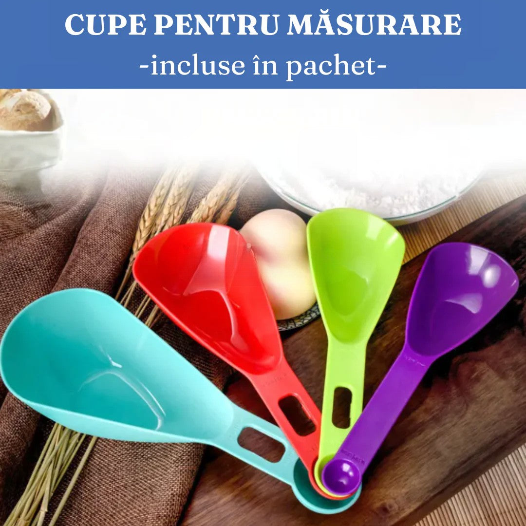 Set 7 recipiente , organizatoare alimente cu închidere etanșă si cupe măsurare
