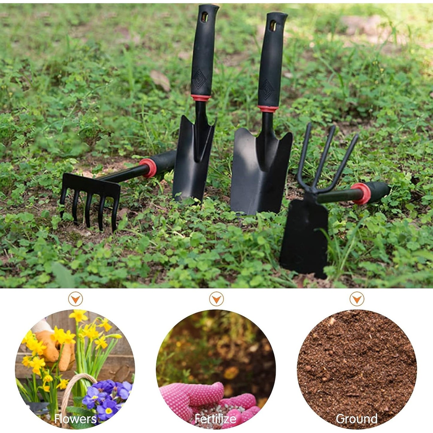 Set de 7 unelte de grădină , pentru plantare prelucrare sol si îngrijire plante