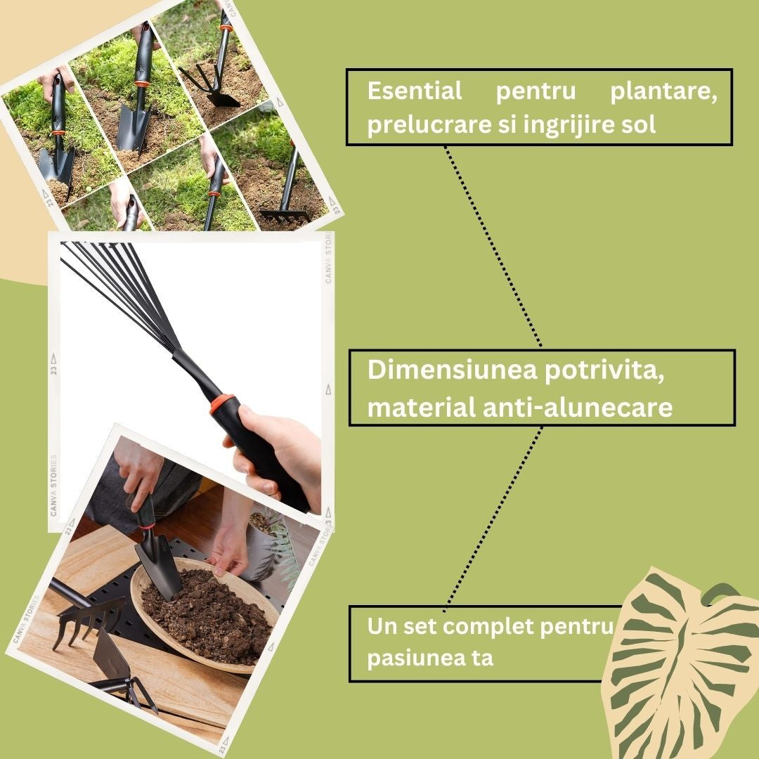 Set 9 unelte de grădină , pentru plantare, prelucrare sol si îngrijire plante