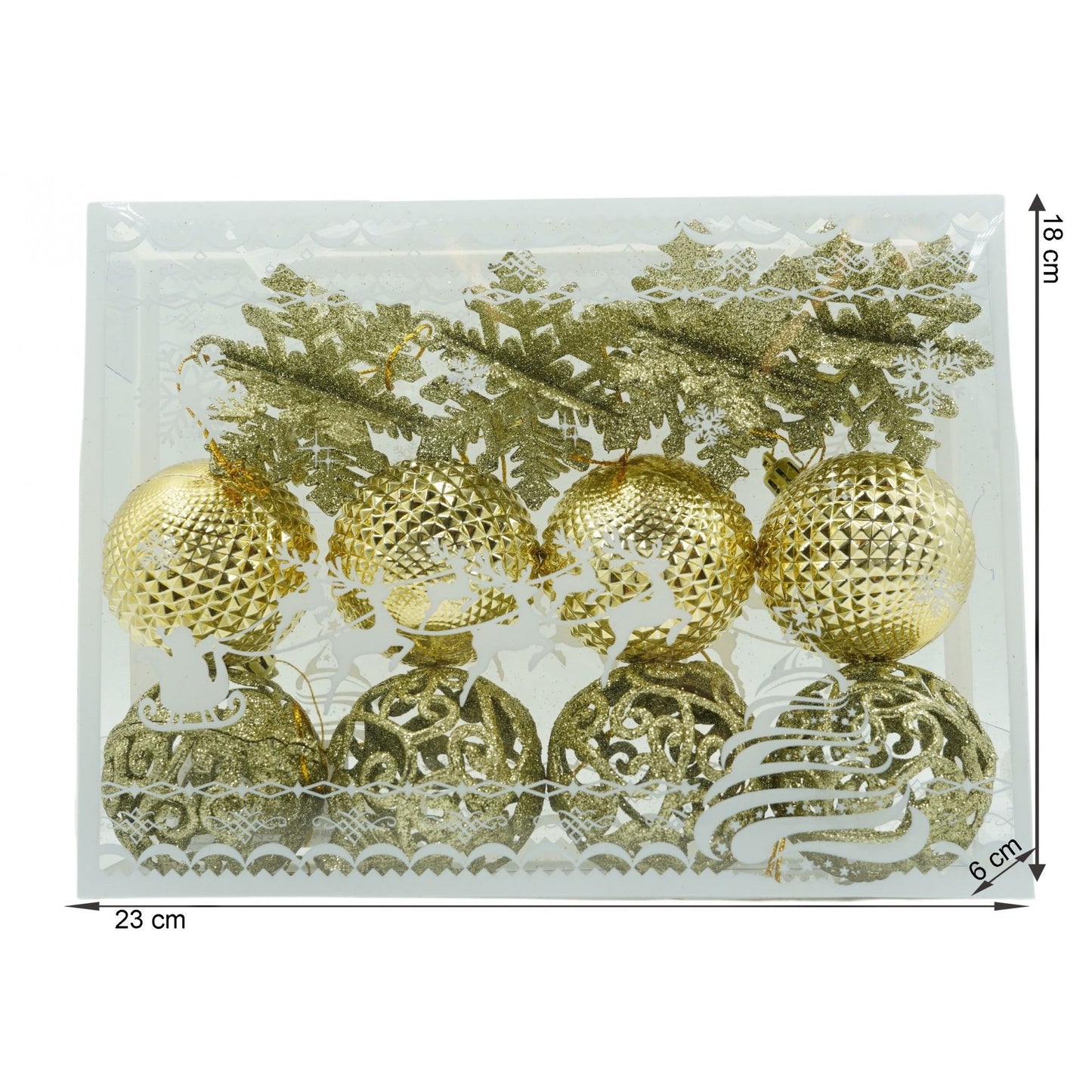 Set 12 ornamente de brad tip glob, culoare - auriu