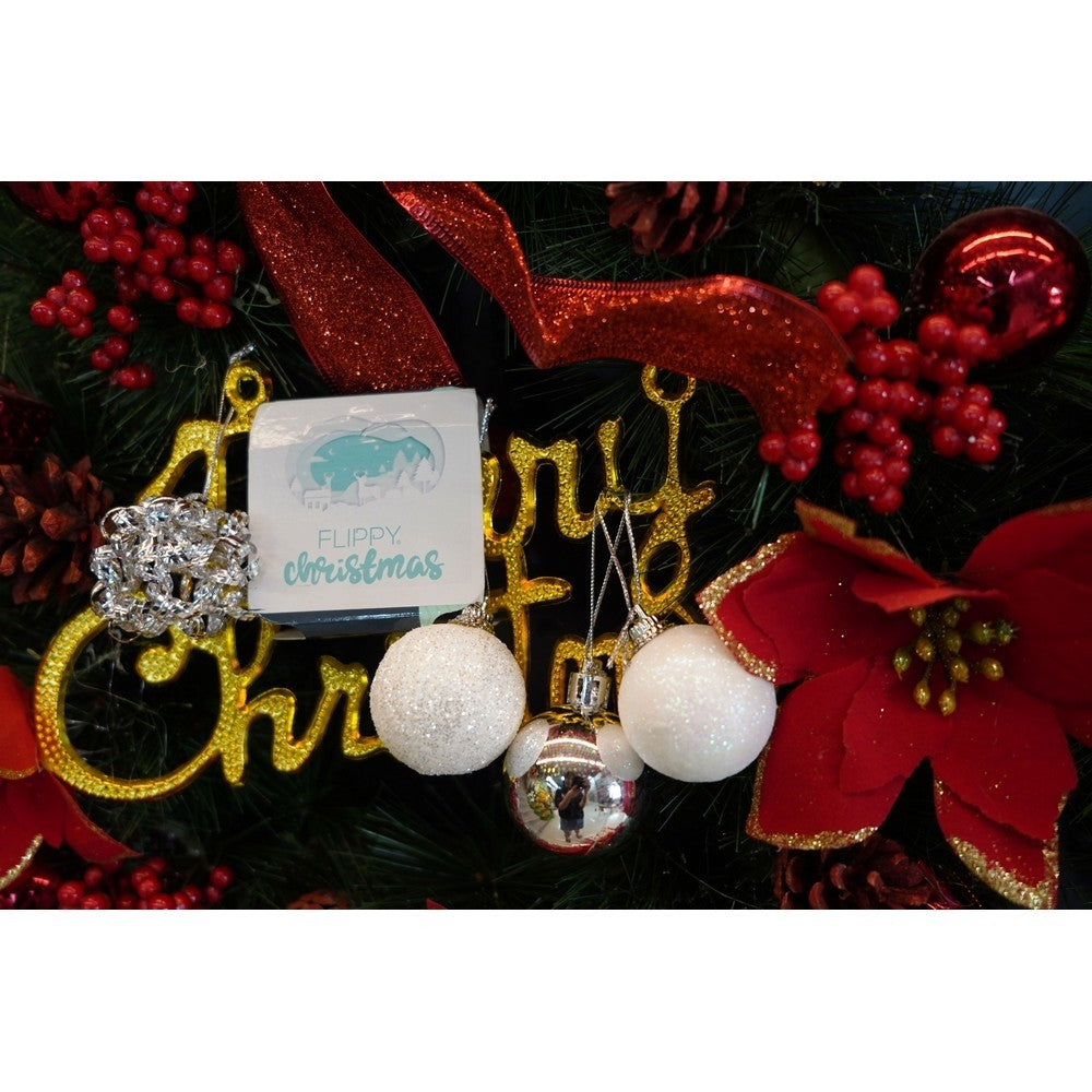 Set de 20 ornamente de brad tip glob, Alb/Argintiu