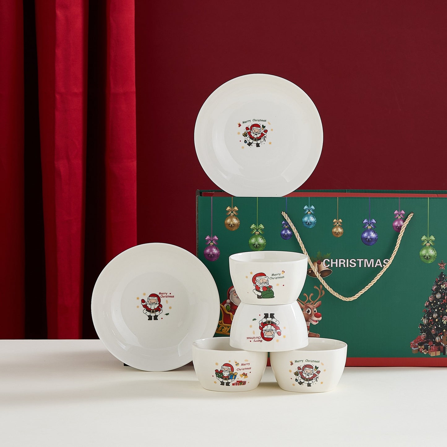 Set Veselă Festivă Temă Crăciun, din Ceramică