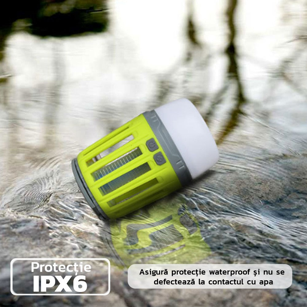 🪰 Lampa UV Anti-Insecte MaisonElise 2 în 1, Anti Țânțari & Iluminare, Port USB, IPX6, 200 Lumen, Portabilă, Verde, 8.5 x 13.3 cm