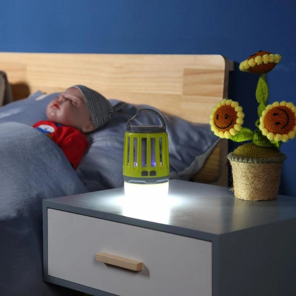 🪰 Lampa UV Anti-Insecte MaisonElise 2 în 1, Anti Țânțari & Iluminare, Port USB, IPX6, 200 Lumen, Portabilă, Verde, 8.5 x 13.3 cm