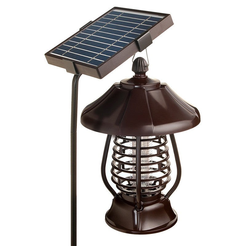 🌞 Lampa Solară Anti-Insecte MaisonElise, 2 Moduri, UV LED, Autonomie 8h, IP65, 5W, 30 x 19.5 cm, Maro, Protecție 380V Electric Shock