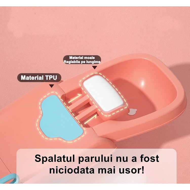 Suport pliabil pentru spălarea parului la copii - Roz