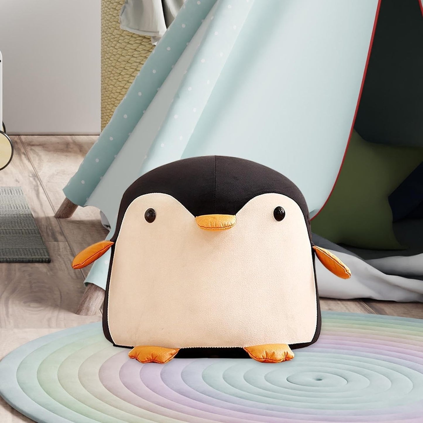 Taburet pentru copii in forma de pinguin, Negru