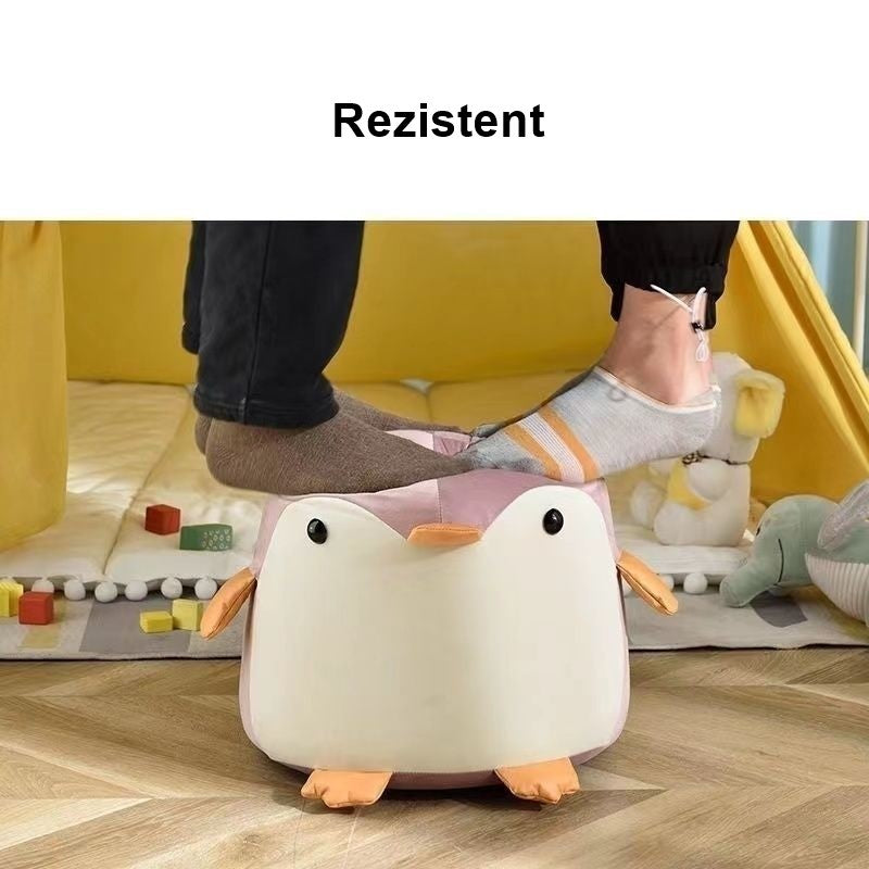 Taburet pentru copii in forma de pinguin, Roz