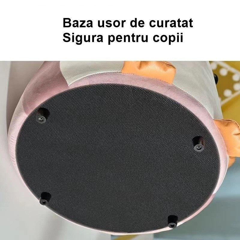 Taburet pentru copii in forma de pinguin, Roz