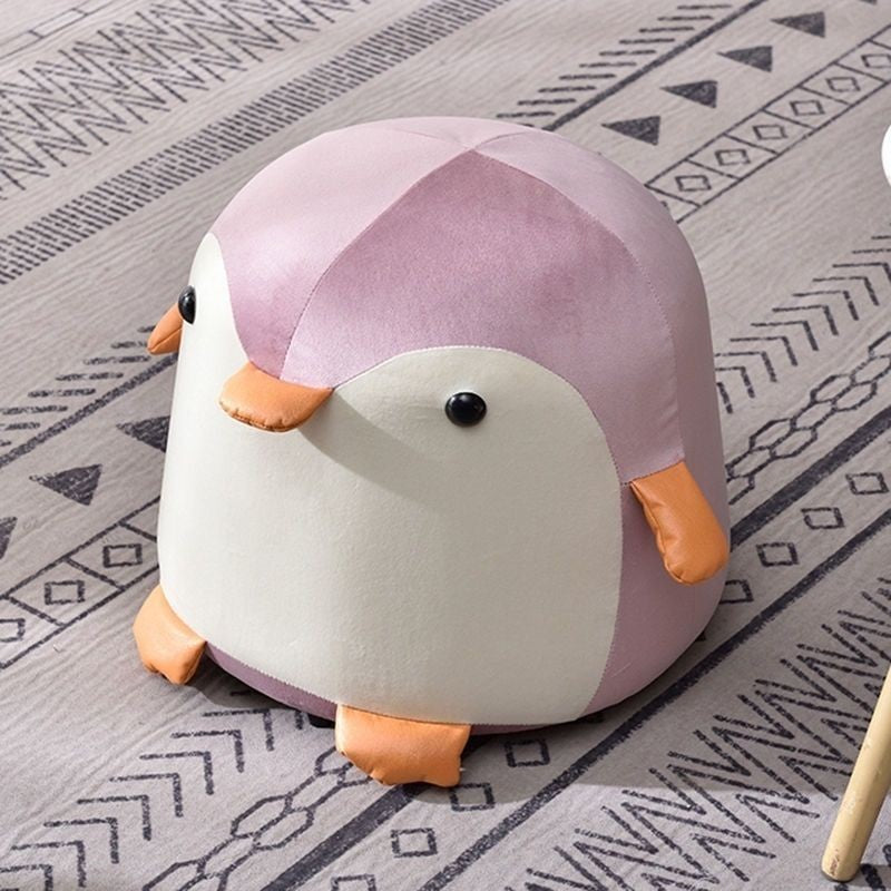 Taburet pentru copii in forma de pinguin, Roz
