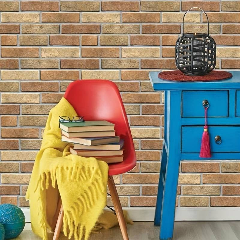 Set 10 placi tapet autocolont 3D cu imitație de cărămidă de piatra 30x30cm