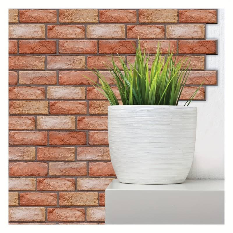 Set 10 placi tapet autoadezive 3D cu imitație de cărămidă 30x30cm