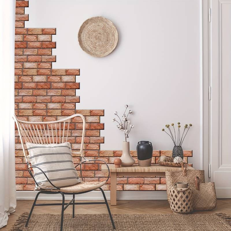Set 10 placi tapet autoadezive 3D cu imitație de cărămidă 30x30cm