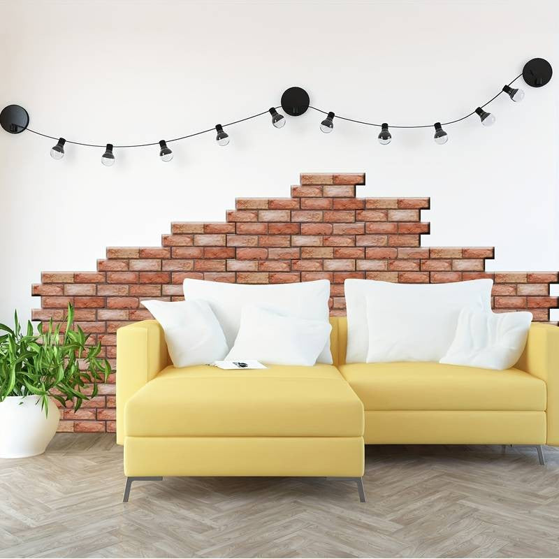Set 10 placi tapet autoadezive 3D cu imitație de cărămidă 30x30cm