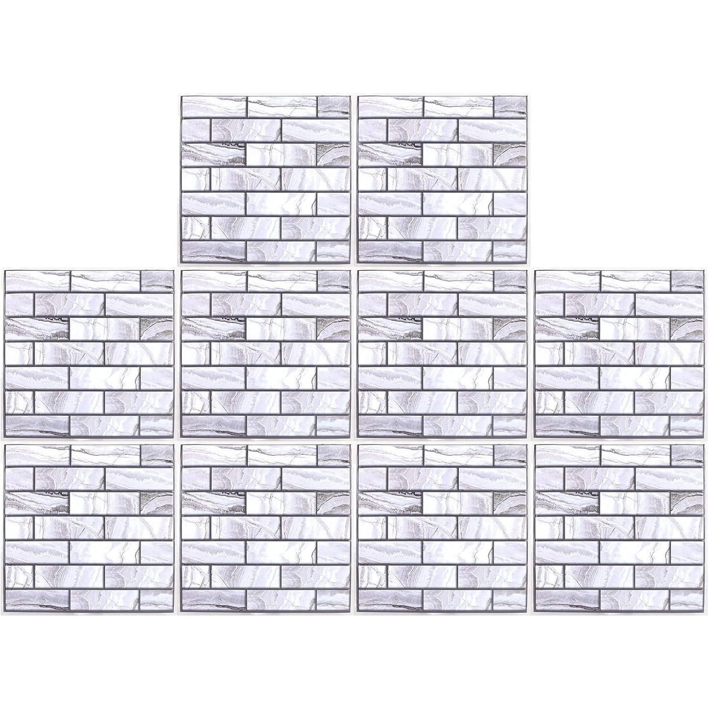 Set 10 Placi tapet autocolant 3D cu imitație de marmura , 30x30 cm