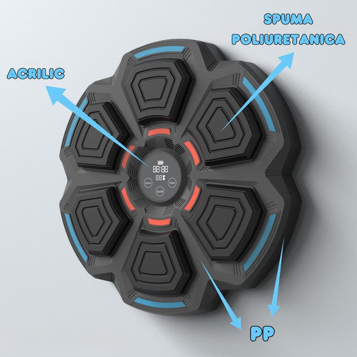 Jucarie de Boxat cu Muzica si Lumini si Manusi incluse 41.5 X 6.5 X 42 CM, Conexiune Bluetooth-Negru