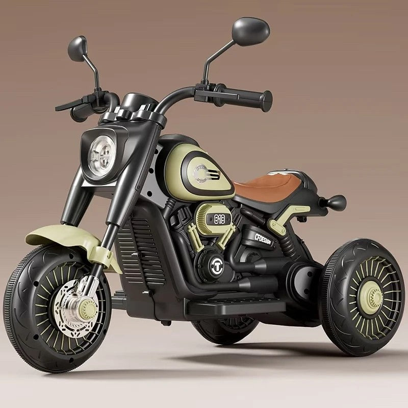 Motocicleta electrica pentru copii 2 Motoare , Baterie 6V, Anti-Rasturnare, BT, Telecomanda Parentala, Lumini si Muzica -Verde-Negru