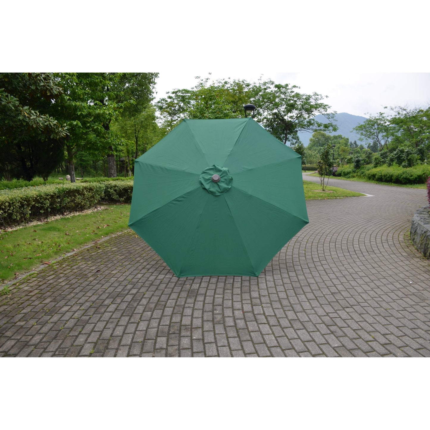 Umbrela rotunda de soare pentru terasa sau grădină, diametru 2.70m înălțime , 2.80m, 9 brațe , manivela , diametru tija 35mm, înclinare-Verde