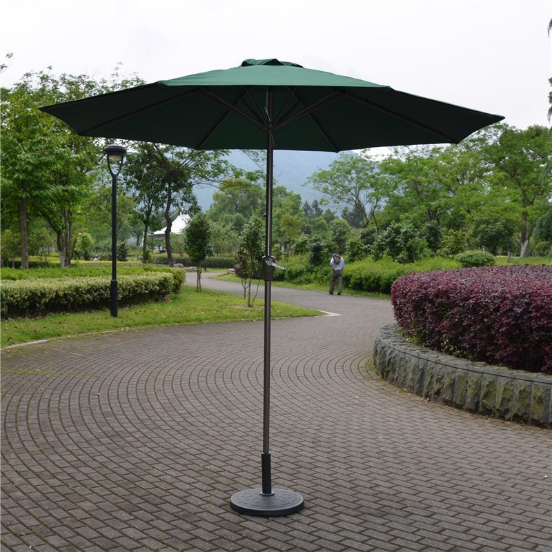 Umbrela rotunda de soare pentru terasa sau grădină, diametru 2.70m înălțime , 2.80m, 9 brațe , manivela , diametru tija 35mm, înclinare-Verde