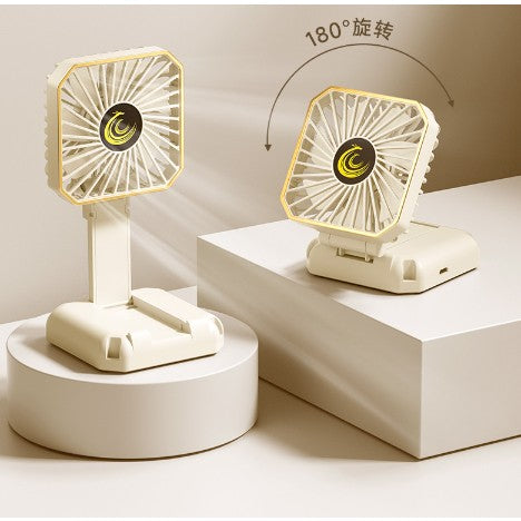 Ventilator Portabil Maison Elise 3-în-1 – De Gât, De Birou, Suport Telefon, USB, 3 Viteze, Bej