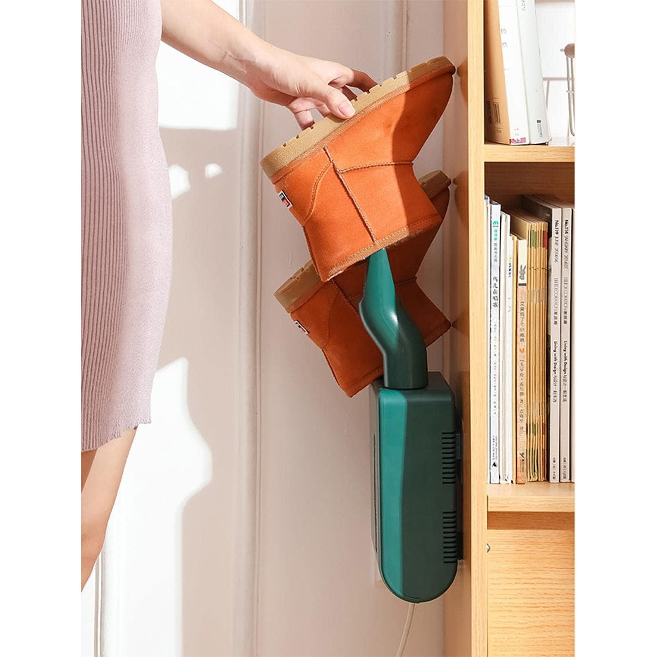 Uscător de Pantofi, Funcție de Uscare, Dezinfectare, Dezodorizare, Montaj pe Perete fără Perforare, din PVC, Silentios, Timer
