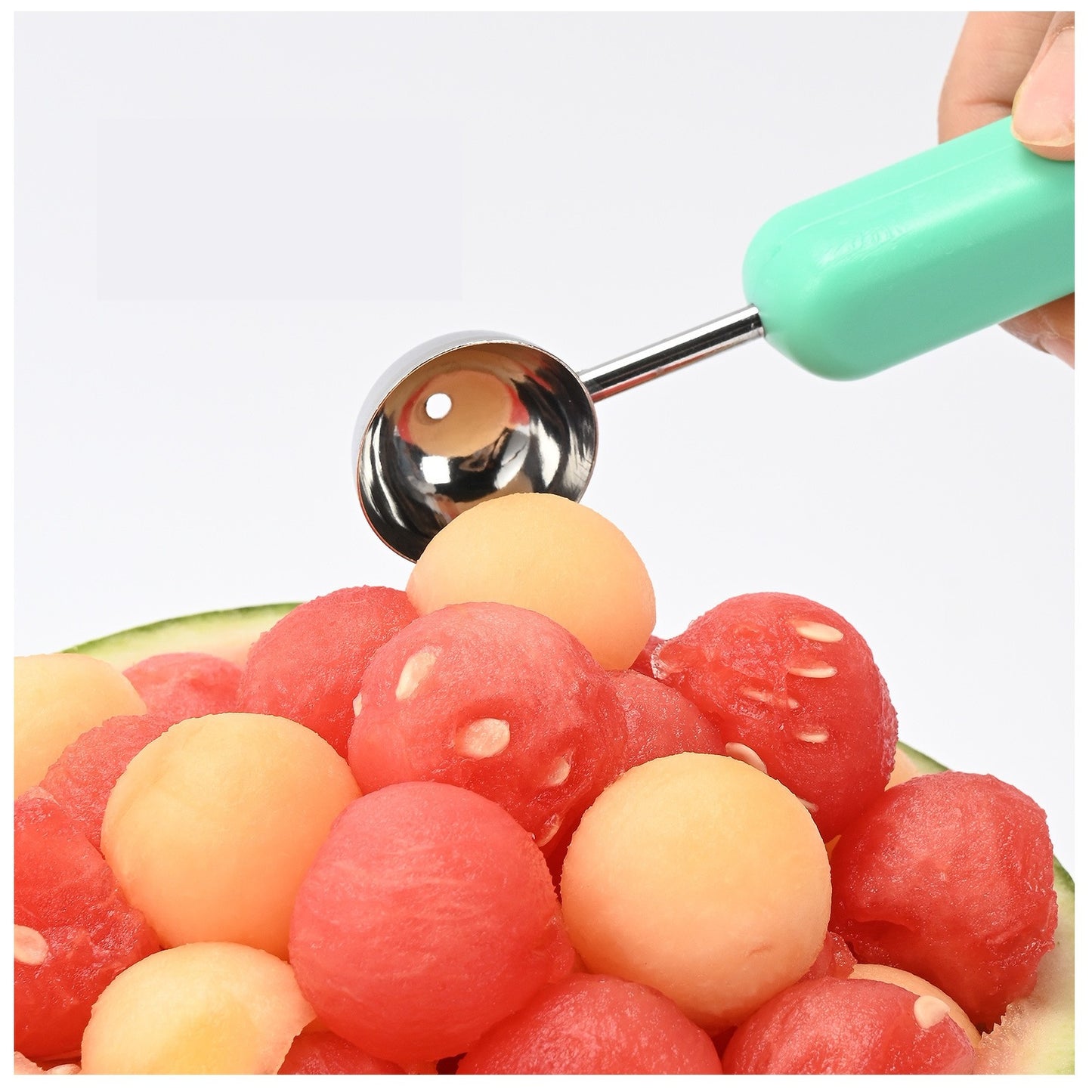 Ustensila bucătărie 4in1 pentru tăiat si decorat fructe din inox-Verde