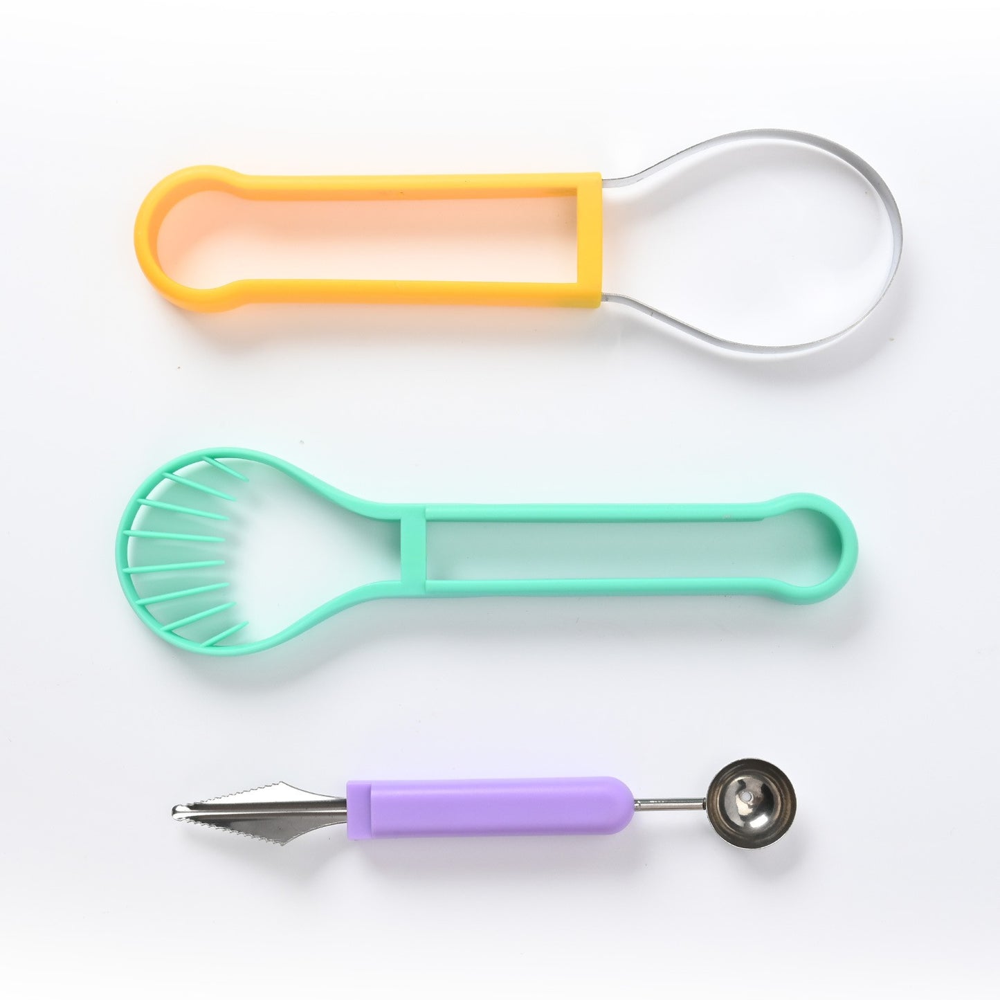 Ustensila de bucătărie 4in1 pentru tăiat si decorat fructe din inox.
