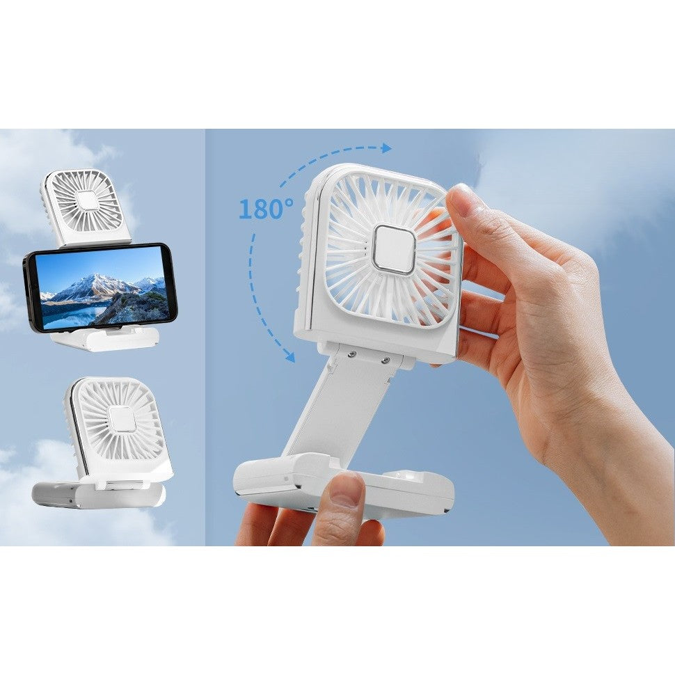 Ventilator Portabil 3 în 1 Maison Elise – De Mână, Gât sau Birou, Pliabil, USB, Suport Telefon, Roz