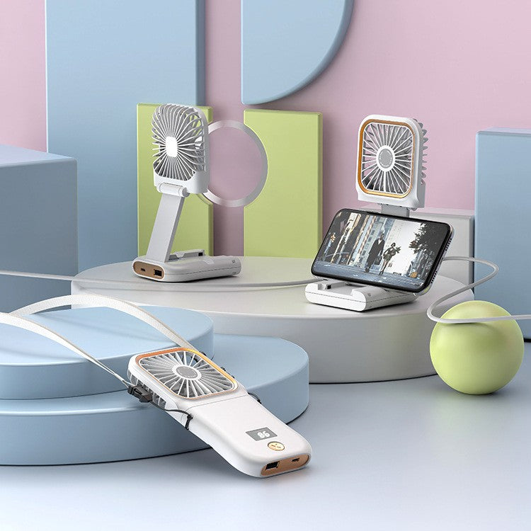 Ventilator Portabil 3 în 1 Maison Elise – De Mână, Gât sau Birou, Pliabil, USB, Suport Telefon, Roz