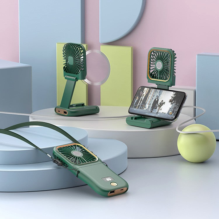 Ventilator Portabil 3 în 1 Maison Elise – De Mână, Gât sau Birou, Pliabil, USB, Suport Telefon, Roz