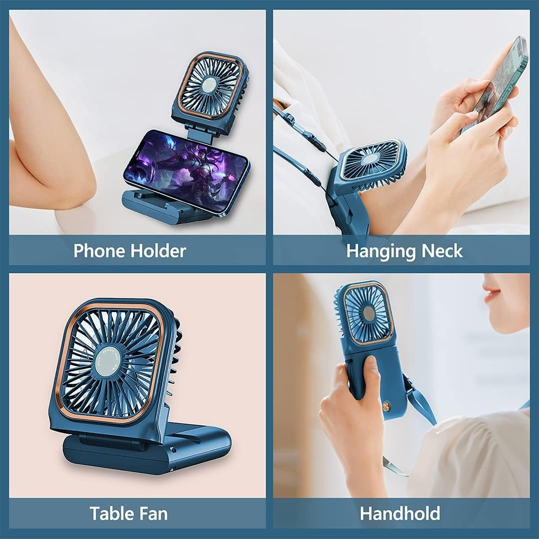 Ventilator Portabil 3 în 1 Maison Elise – De Mână, Gât sau Birou, Pliabil, USB, Suport Telefon, Roz