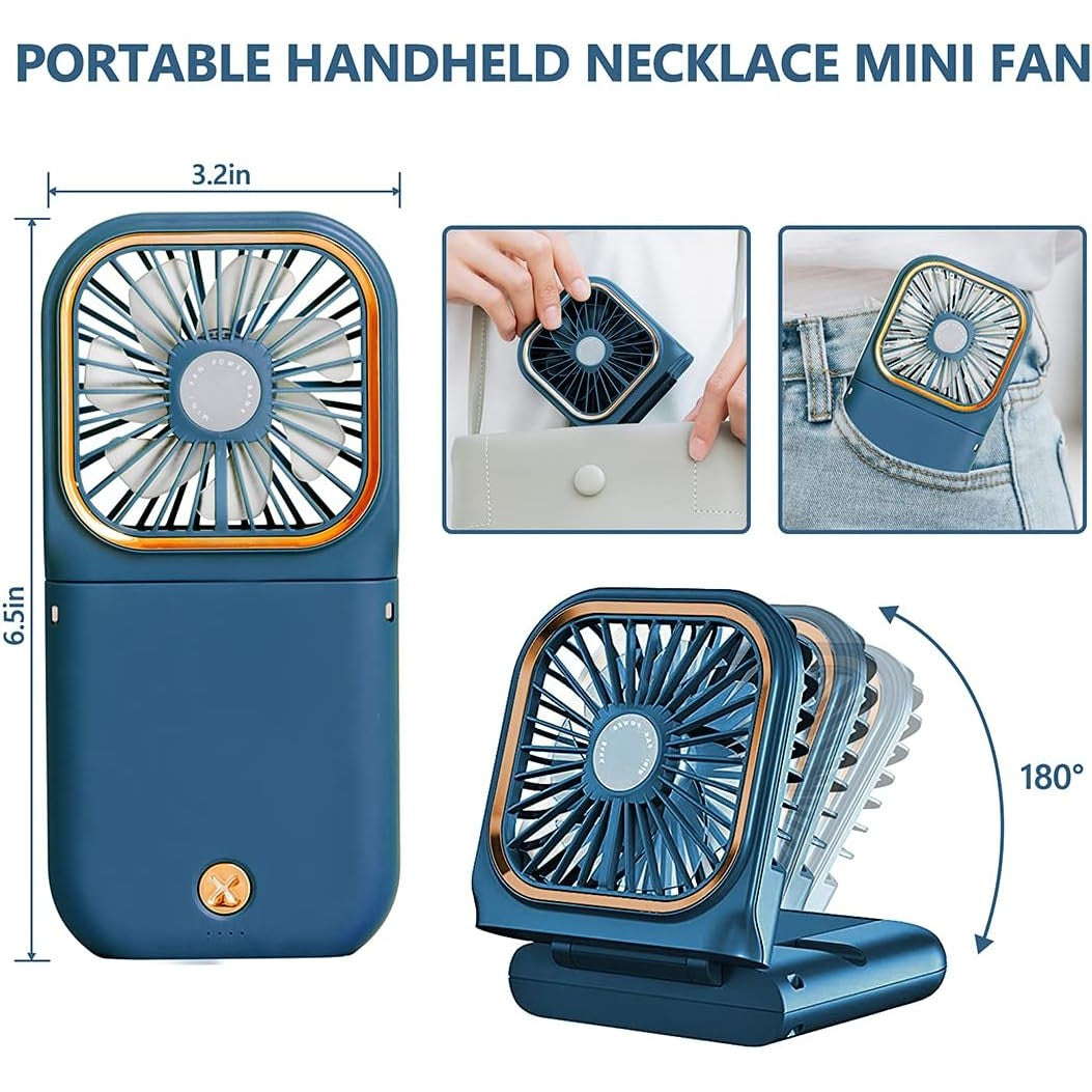 Ventilator Portabil 3 în 1 Maison Elise – De Mână, Gât sau Birou, Pliabil, USB, Suport Telefon, Roz