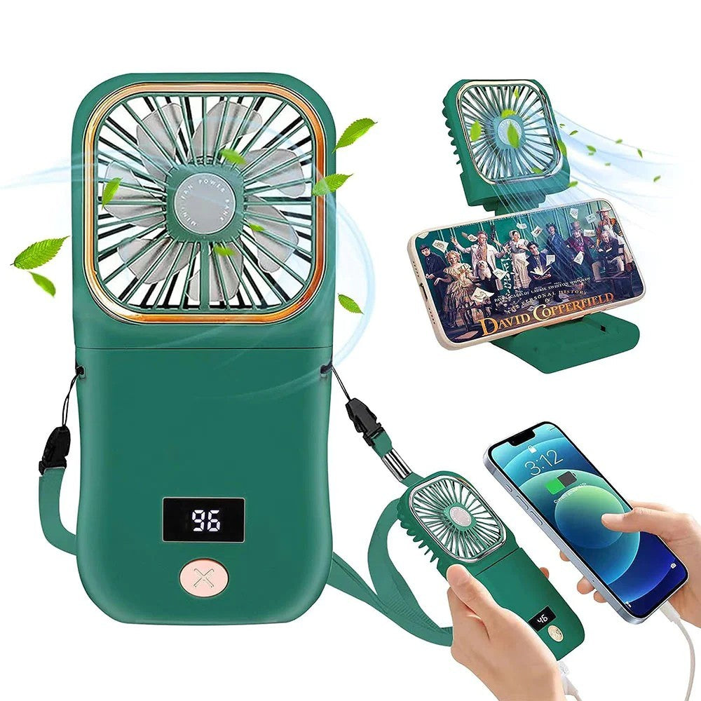 Ventilator Portabil 3 în 1 Maison Elise – De Mână, Gât sau Birou, Pliabil, USB, Suport Telefon, Roz